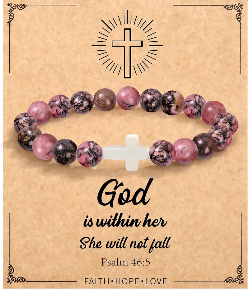 Paderast Christian Christmas Gifts for Women, Religious Cross Bracelet Gifts for Women/Daughter/Friend/Sister/Grandma/Granddaughter/Godmother/Her, Inspirational Birthday Faith Based Jewelry Stocking Stuffers Gifts - Image 1